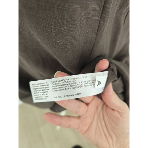 Eileen Fisher Linen Tencel Sleeveless Brown Drapey Scoop Shift Dress S Small - Picture 9 of 13